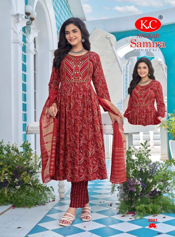 Kc Samira 3 Capsul Foil Printed Kurti Bottom With Dupatta